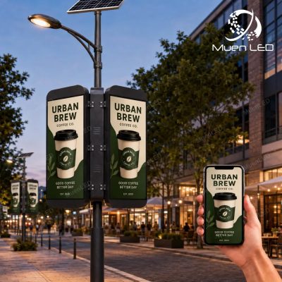 DGB5 Double-Sided Outdoor LED Pole Screen 640x1920mm P5 1920Hz IP65 Aluminum Cabinet