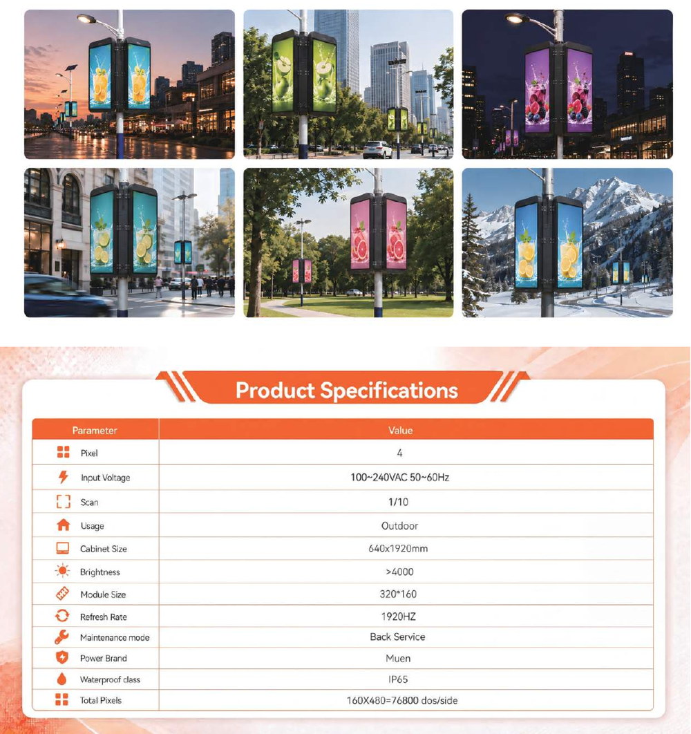 DGB4-Double-IRON outdoor LED pole screen specification sheet 5