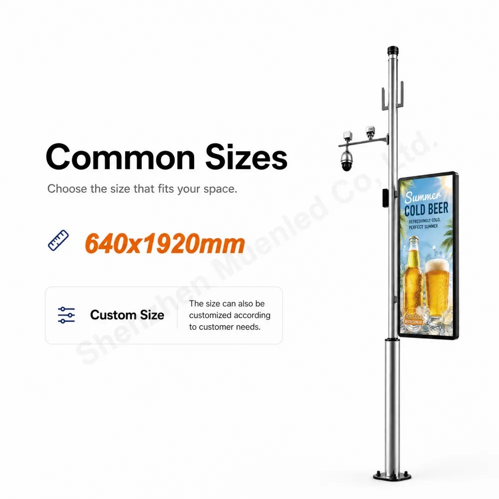 DGB4 Single-Sided Outdoor LED Pole Screen 640x1920mm P4 1920Hz IP65 Iron Cabinet detail 2
