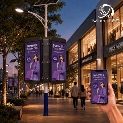 DGA4 Double-Sided Outdoor LED Pole Screen 960x1920mm P4 1920Hz IP65 Aluminum Cabinet