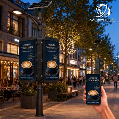 DGB5 Double-Sided Outdoor LED Pole Screen 640x1920mm P5 1920Hz IP65 Iron Cabinet