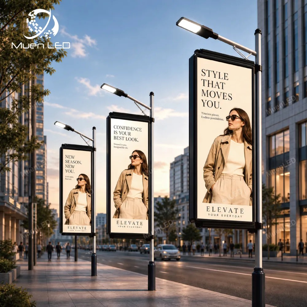 DGB3.076 Single-Sided Outdoor LED Pole Screen 640x1920mm P3.076 1920Hz IP65 Aluminum Cabinet