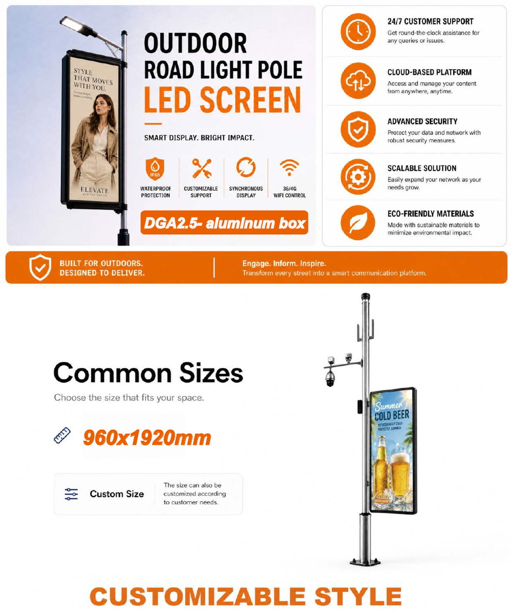 DGA2.5-OneSide-ALU outdoor LED pole screen specification sheet 1